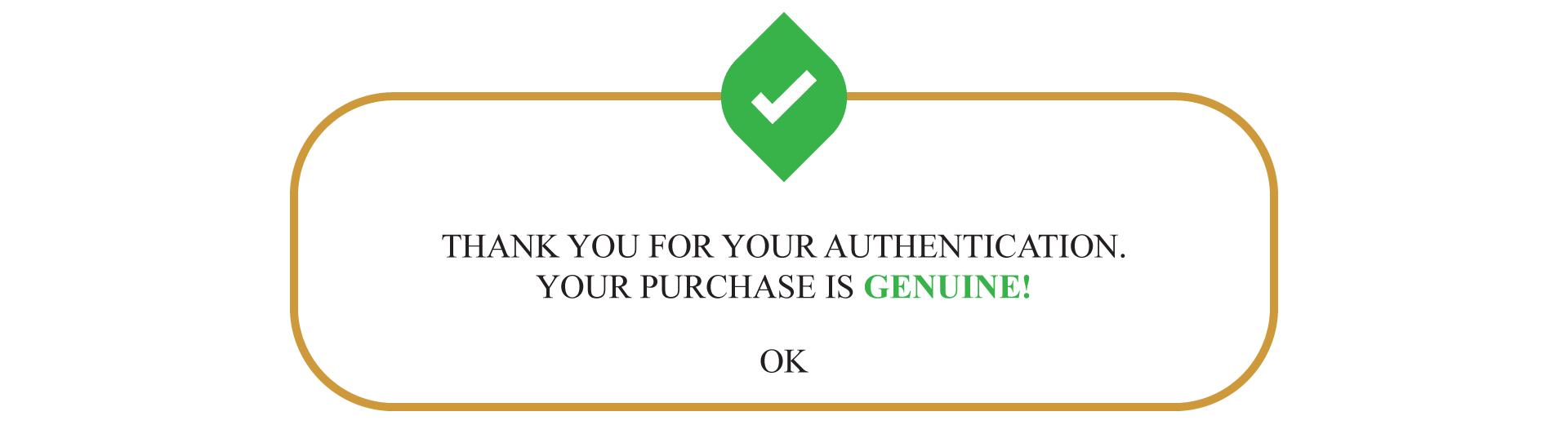 AFYAA Genuine Product Verification Pop Up Message